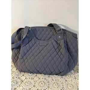 Vera Bradley Gray GLENNA Microfiber Quilted Shoulder Bag Tote Purse Satchel